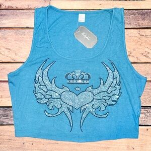 Y2K Rhinestone Cropped Tank- XL - NWT